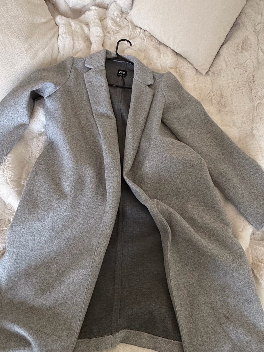 Zara Light Gray Tailored Long Trench Coat